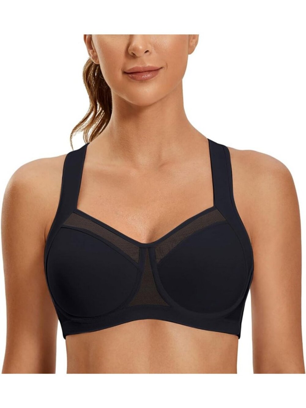 Unlined Front Mesh Sports Bra for Women - Comfortable, Breathable, Activewear